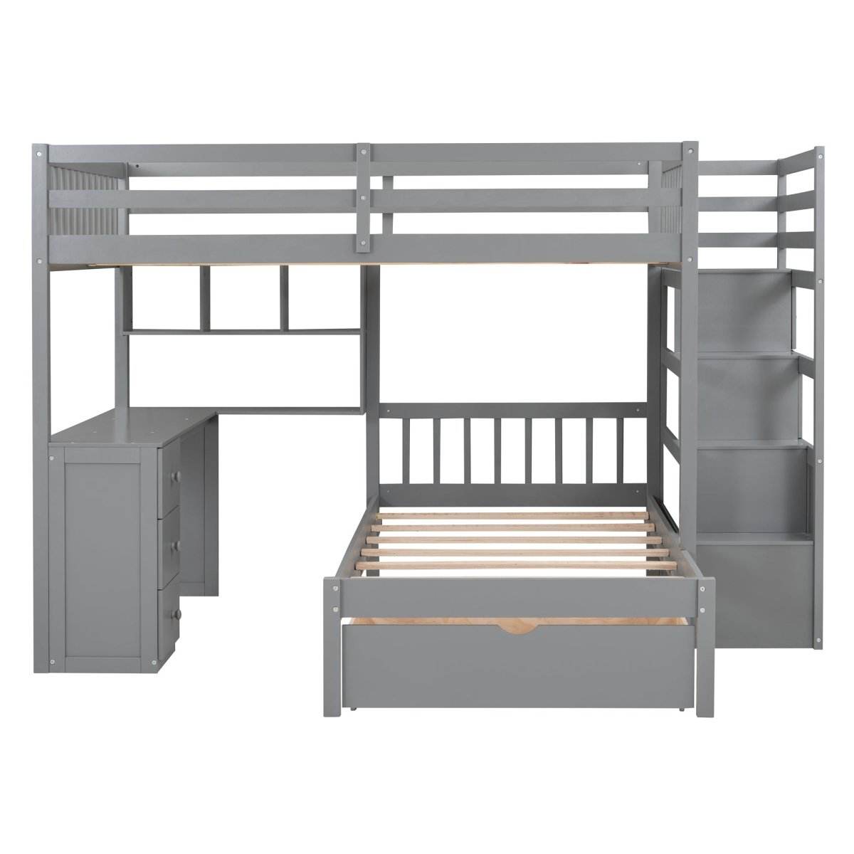 Full-Over-Twin Solid Wood Bunk Bed With Desk - Sleep Galleria