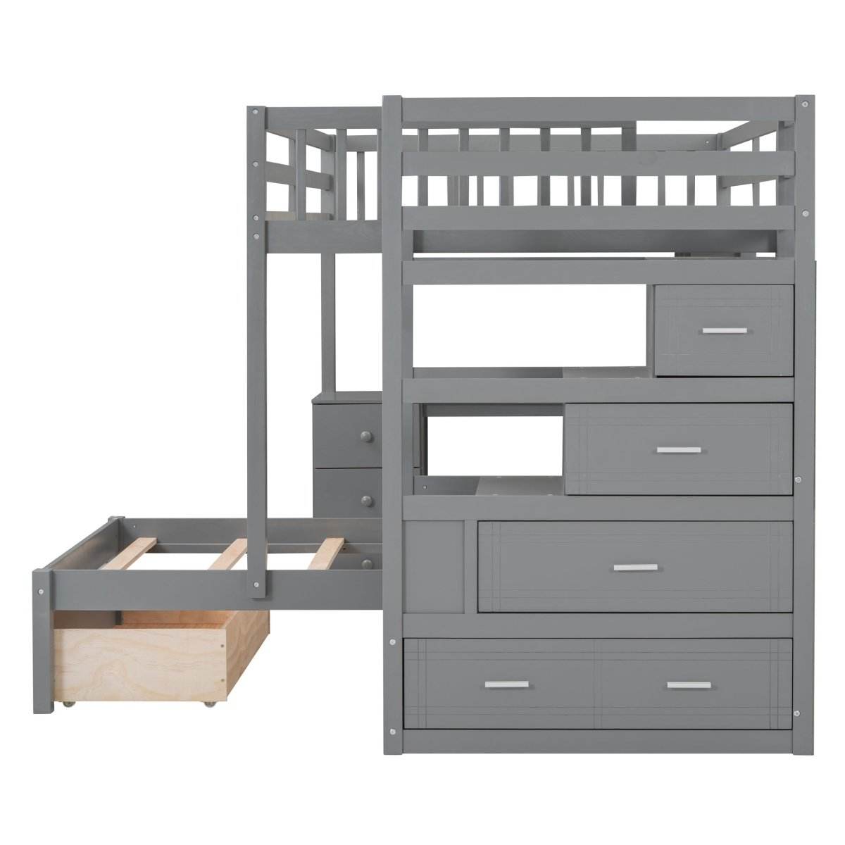 Full-Over-Twin Solid Wood Bunk Bed With Desk - Sleep Galleria