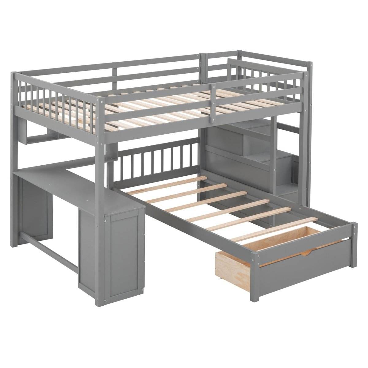 Full-Over-Twin Solid Wood Bunk Bed With Desk - Sleep Galleria