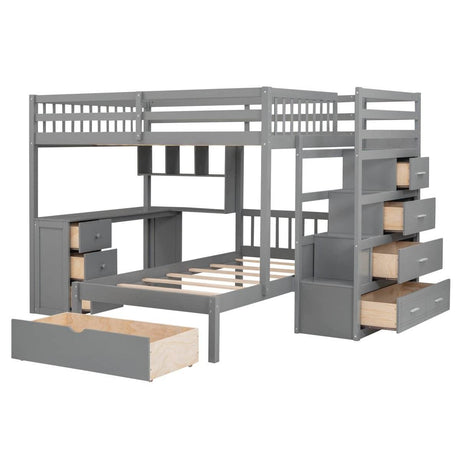 Full-Over-Twin Solid Wood Bunk Bed With Desk - Sleep Galleria