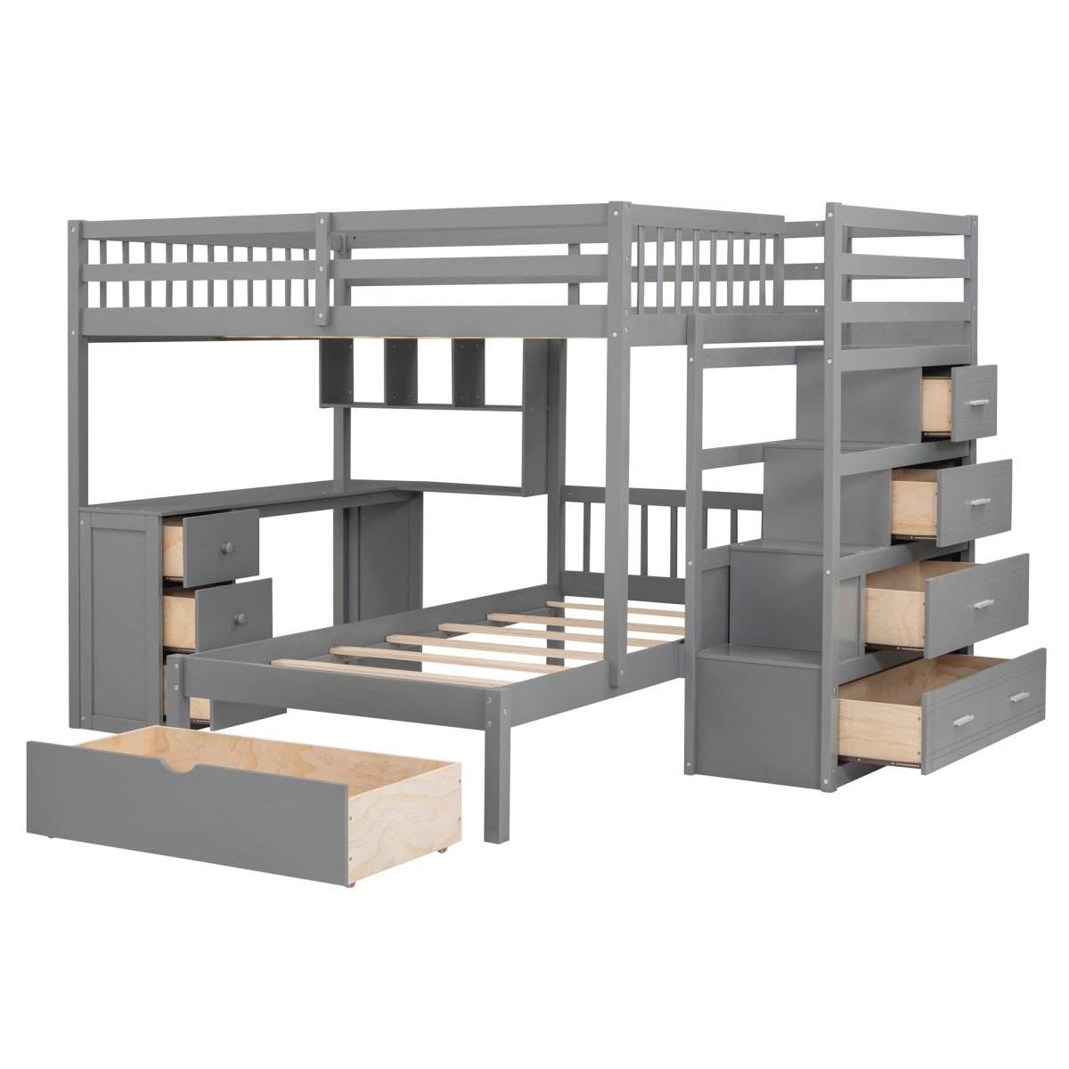 Full-Over-Twin Solid Wood Bunk Bed With Desk - Sleep Galleria