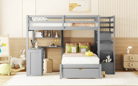 Full-Over-Twin Solid Wood Bunk Bed With Desk - Sleep Galleria