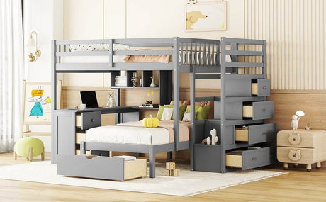 Full-Over-Twin Solid Wood Bunk Bed With Desk - Sleep Galleria