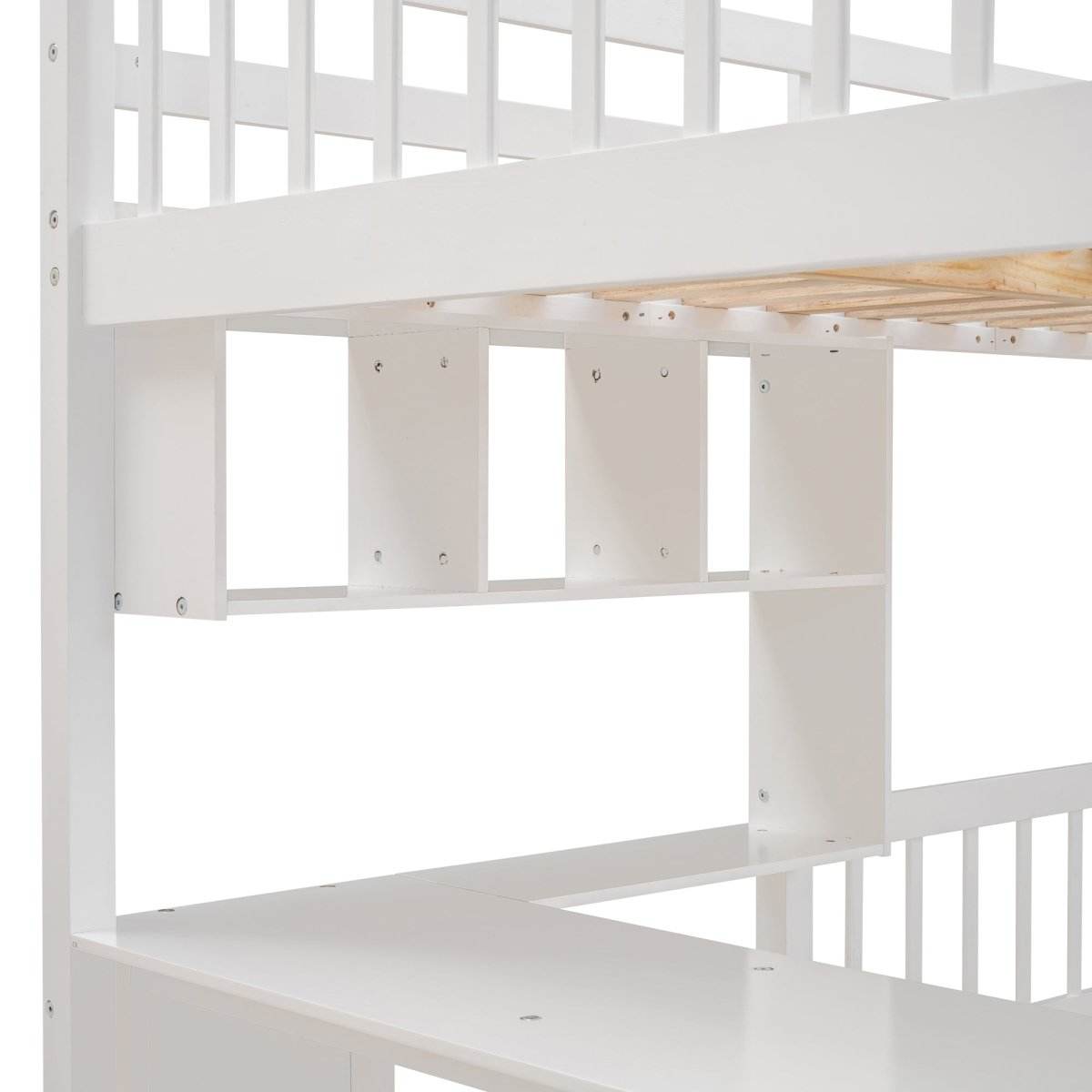 Full Over Twin Solid Wood Bunk Bed With Desk And Storage - Sleep Galleria