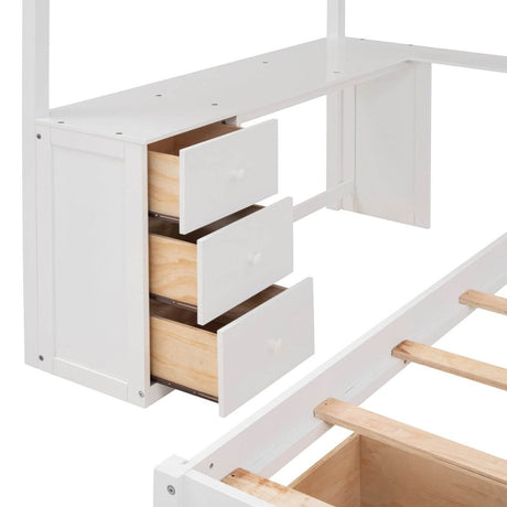 Full Over Twin Solid Wood Bunk Bed With Desk And Storage - Sleep Galleria