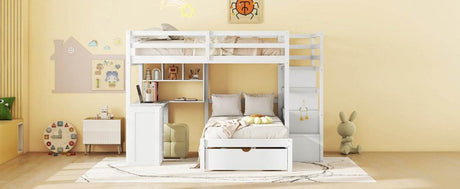 Full Over Twin Solid Wood Bunk Bed With Desk And Storage - Sleep Galleria
