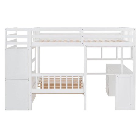 Full Over Twin Solid Wood Bunk Bed With Desk And Storage - Sleep Galleria