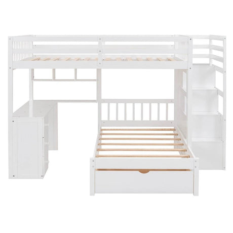 Full Over Twin Solid Wood Bunk Bed With Desk And Storage - Sleep Galleria