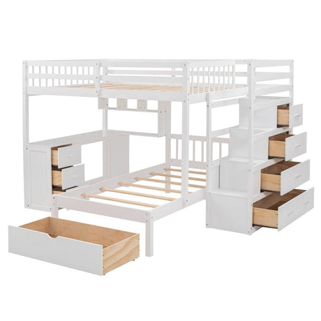 Full Over Twin Solid Wood Bunk Bed With Desk And Storage - Sleep Galleria
