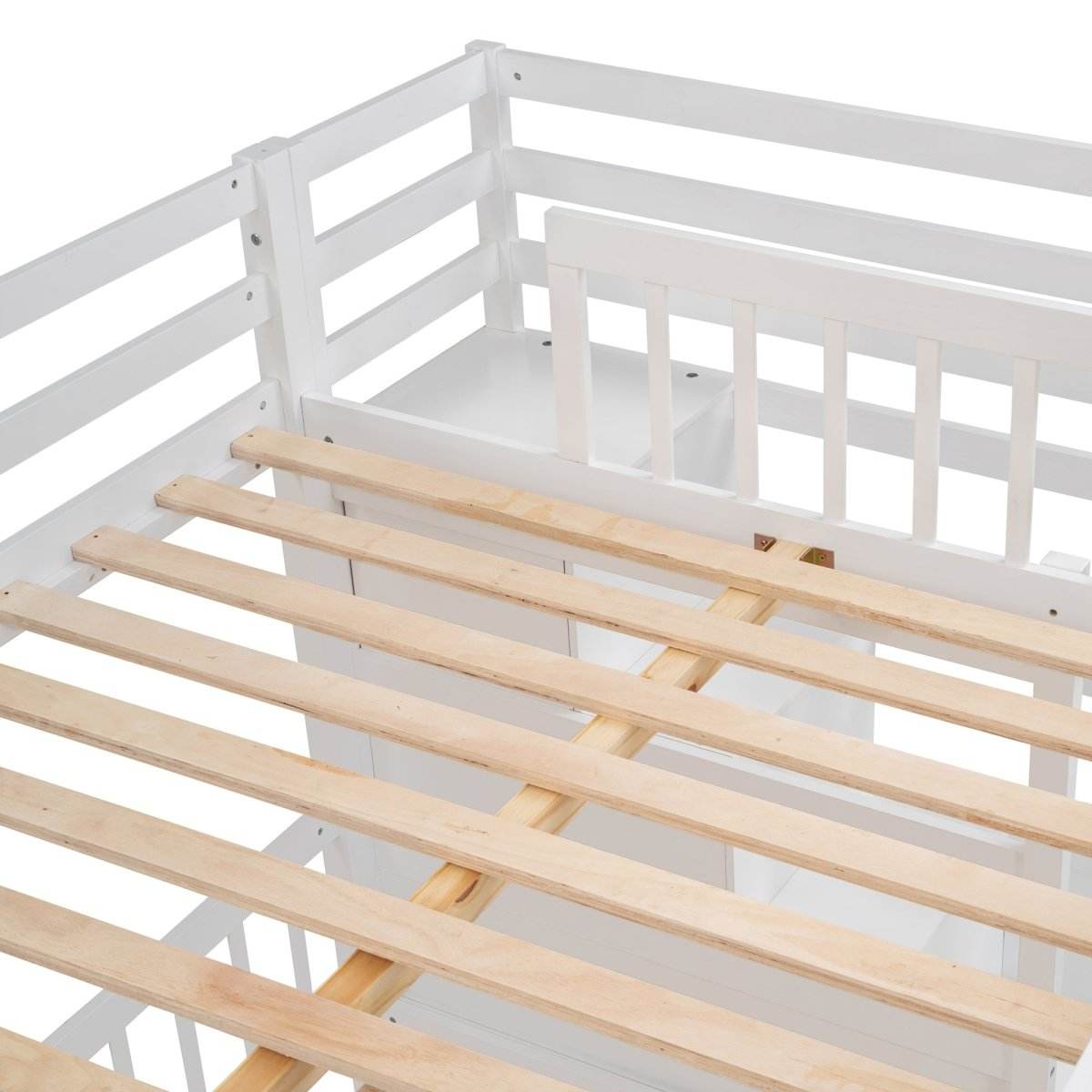 Full Over Twin Solid Wood Bunk Bed With Desk And Storage - Sleep Galleria