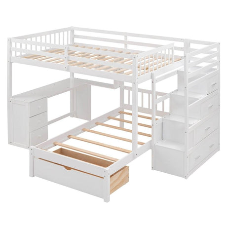 Full Over Twin Solid Wood Bunk Bed With Desk And Storage - Sleep Galleria