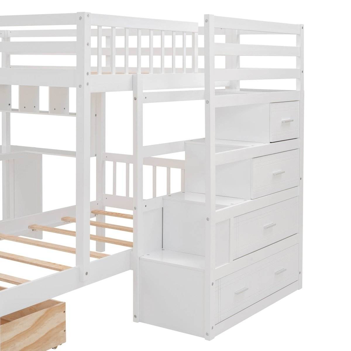 Full Over Twin Solid Wood Bunk Bed With Desk And Storage - Sleep Galleria