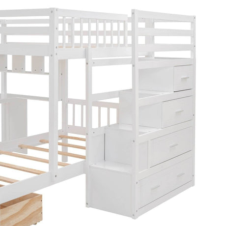 Full Over Twin Solid Wood Bunk Bed With Desk And Storage - Sleep Galleria