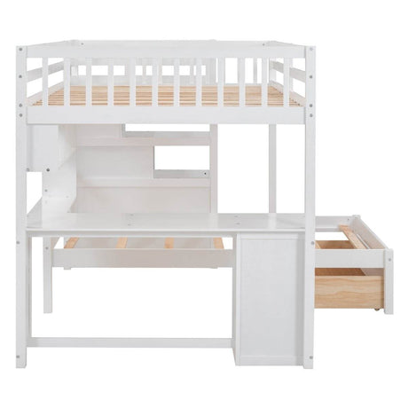 Full Over Twin Solid Wood Bunk Bed With Desk And Storage - Sleep Galleria