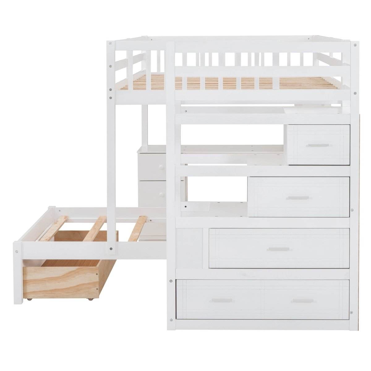 Full Over Twin Solid Wood Bunk Bed With Desk And Storage - Sleep Galleria