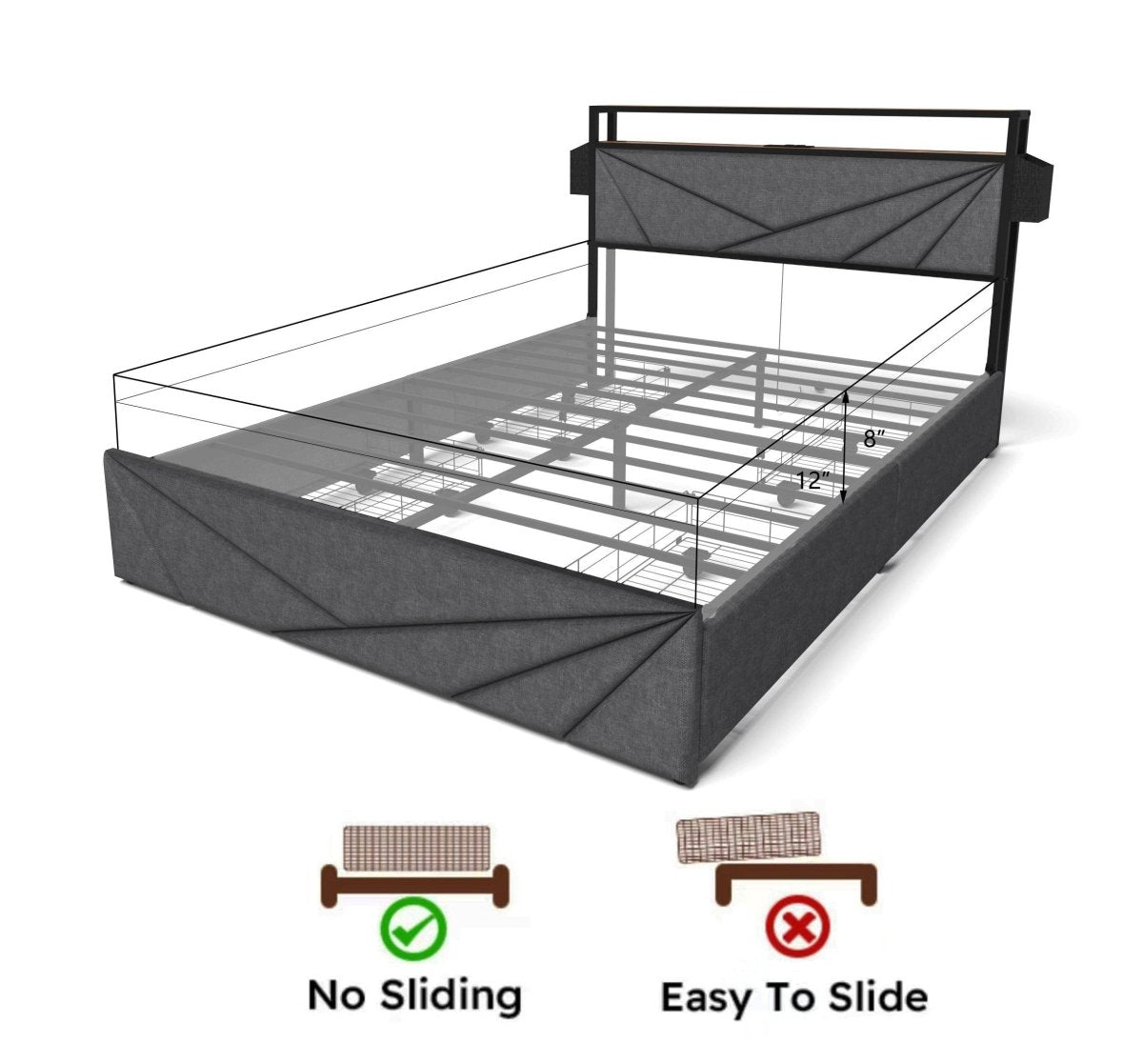 Full Storage Bed Frame With Charging Station Full - Zenvia - Omega Lifestyles