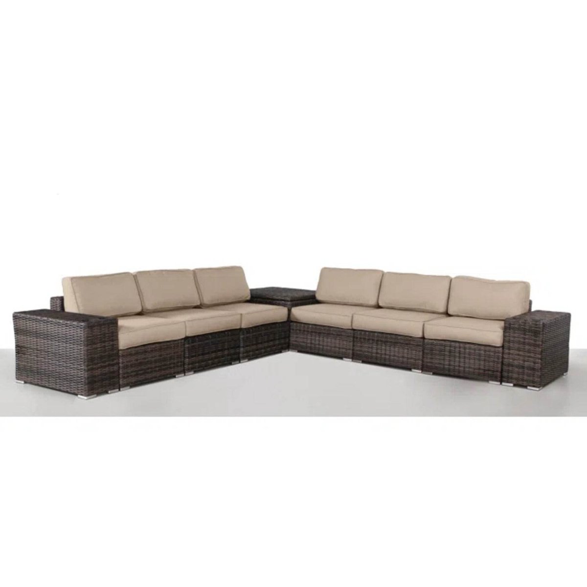 Fully Assembled 6 - Piece Espresso Wicker Patio Seating Group - Zenvia - Omega Lifestyles