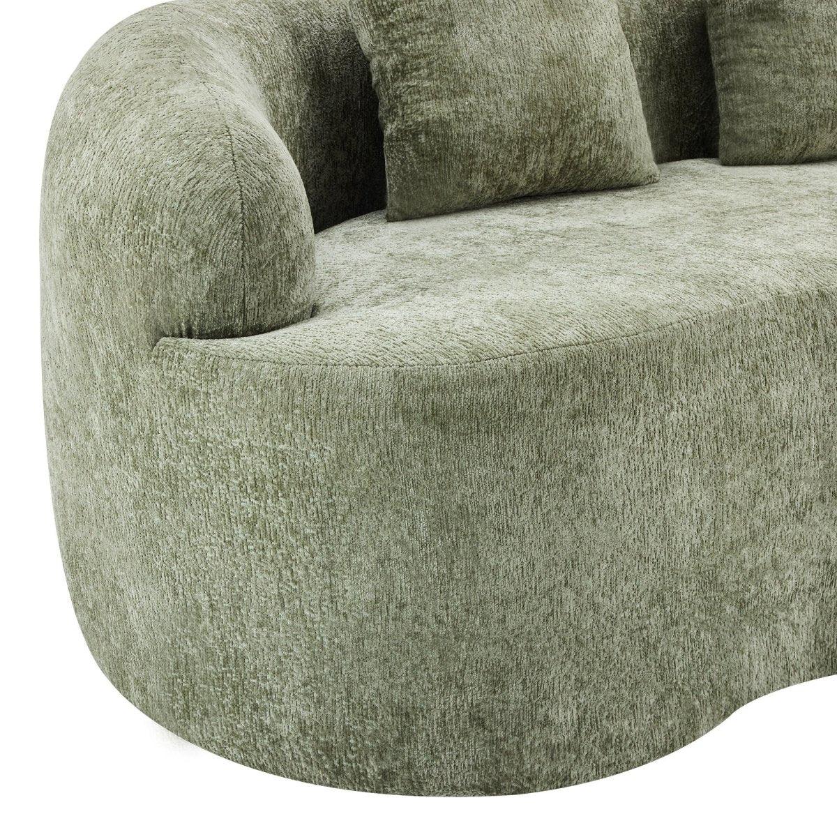 Green Curved Minimalist Foam Spring Loveseat With Pillows - Omega Lifestyles