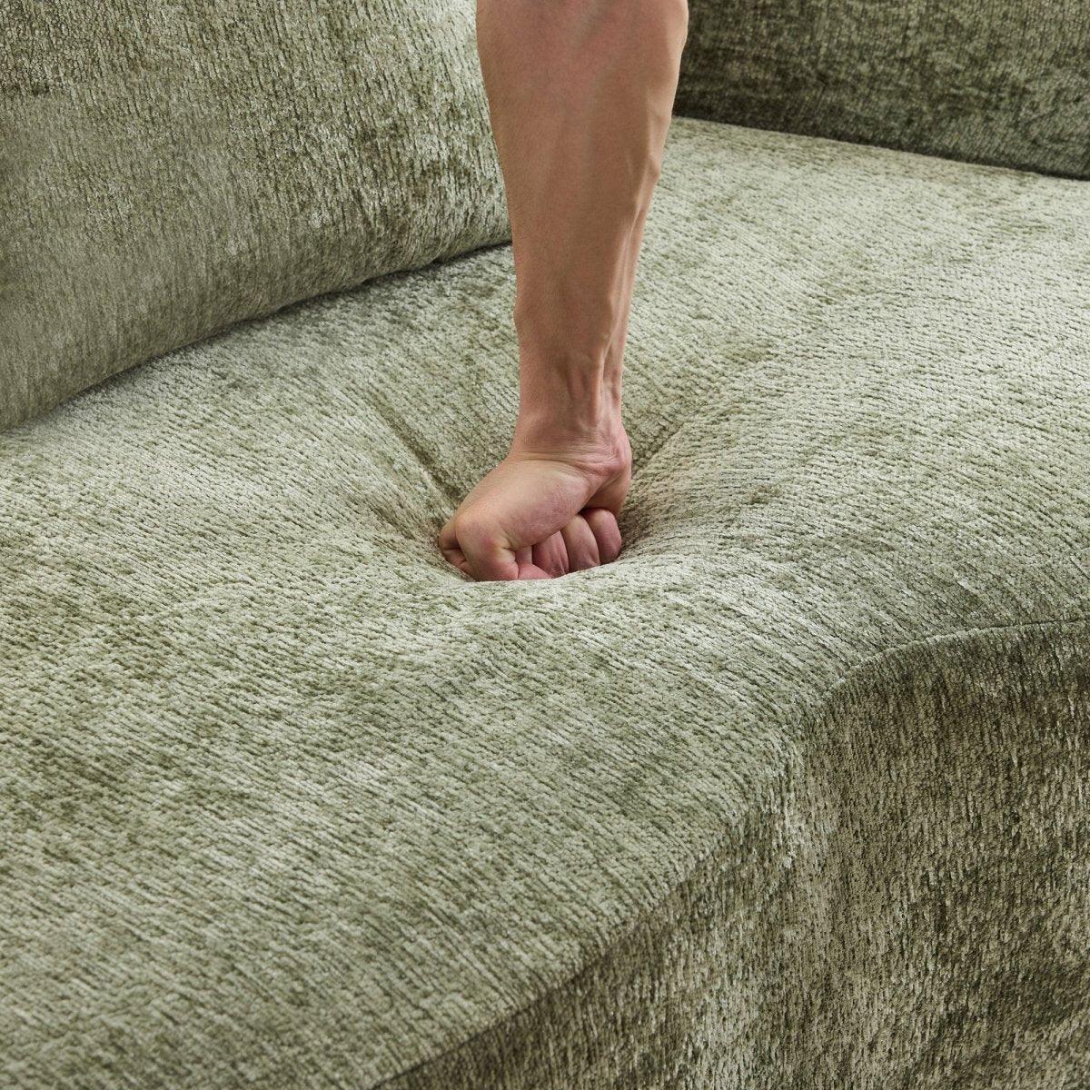 Green Curved Minimalist Foam Spring Loveseat With Pillows - Omega Lifestyles