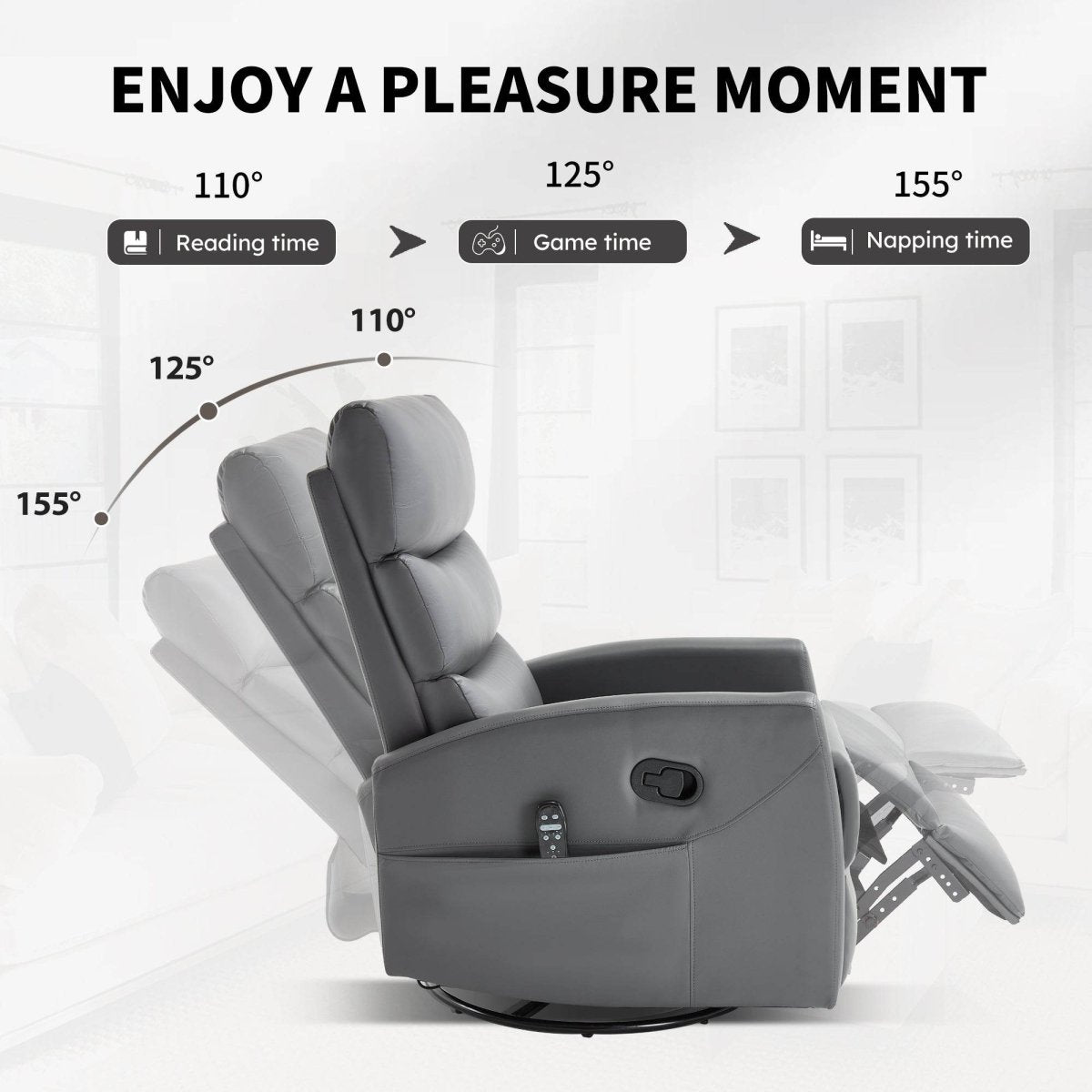Heat Massage Recliner Chair With Swivel Rocker And Heat - Zenvia - Omega Lifestyles