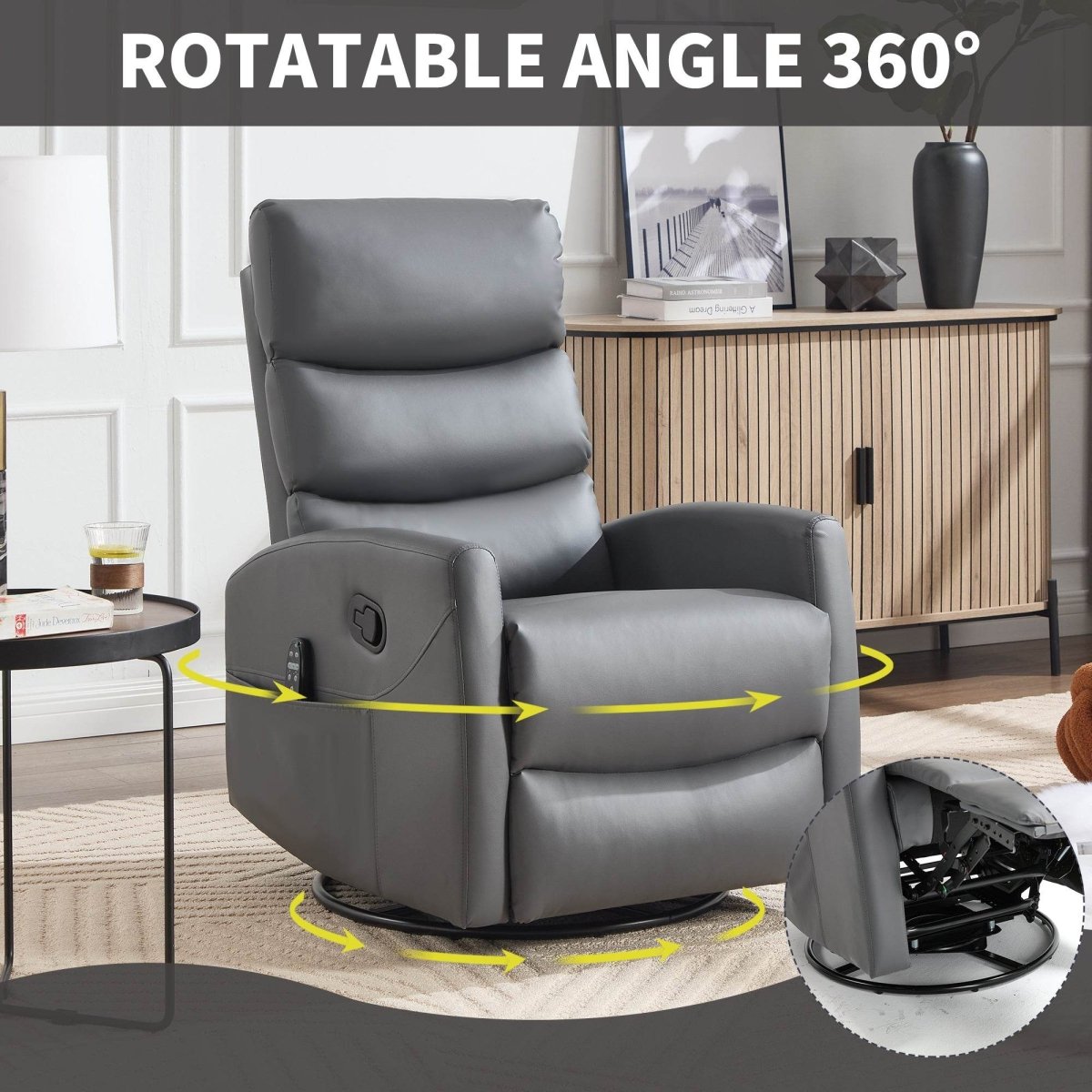 Heat Massage Recliner Chair With Swivel Rocker And Heat - Zenvia - Omega Lifestyles
