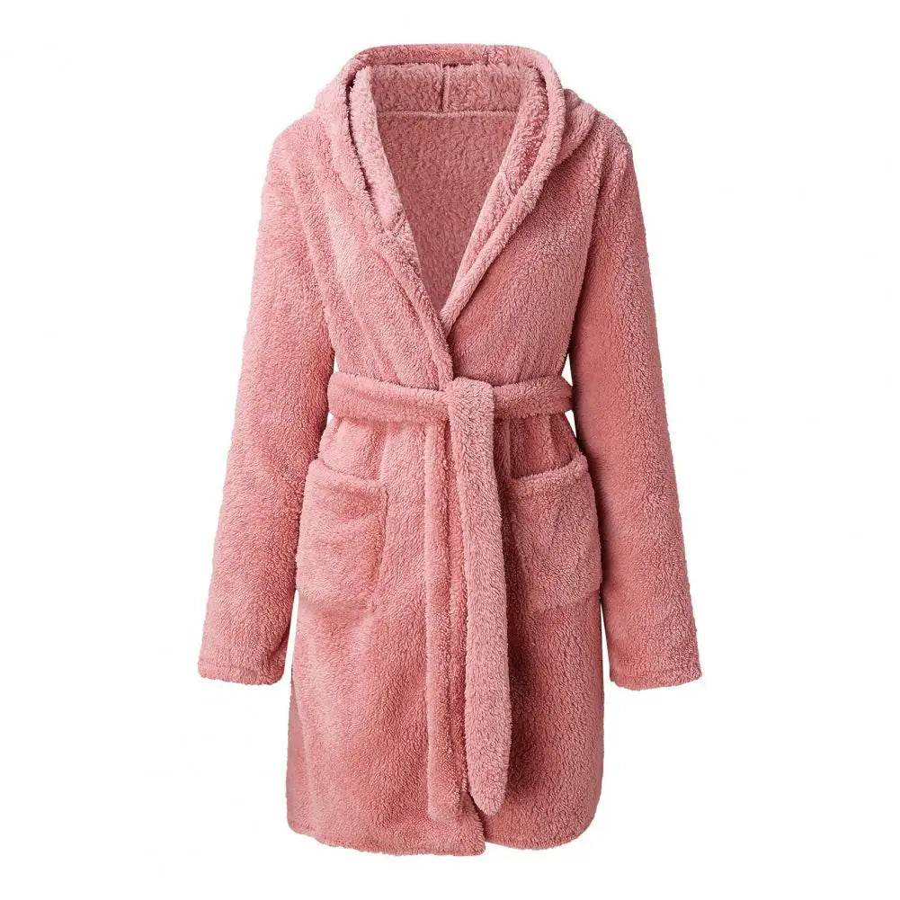 Hooded Plush Coral Fleece Women's Warm Nightgown - Omega Lifestyles