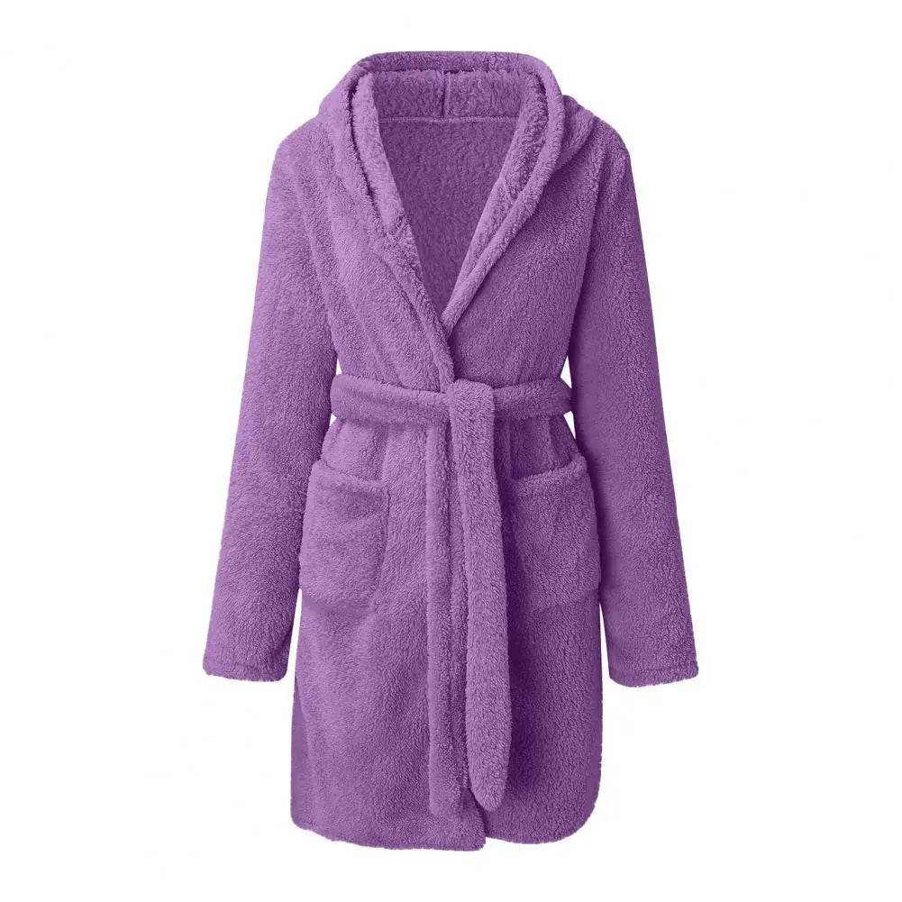 Hooded Plush Coral Fleece Women's Warm Nightgown - Omega Lifestyles