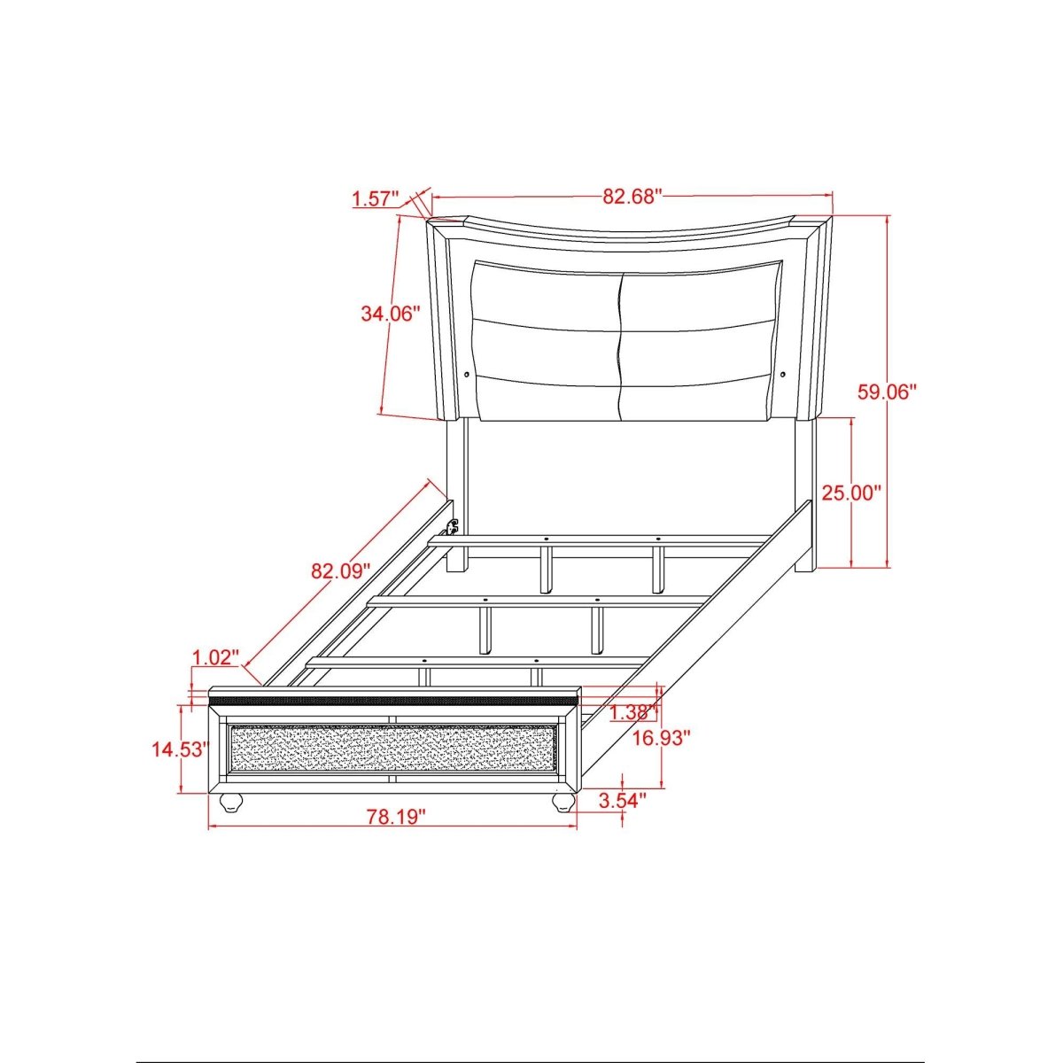 King Contemporary White Panel Bed Frame With Padded Headboard - Zenvia - Omega Lifestyles