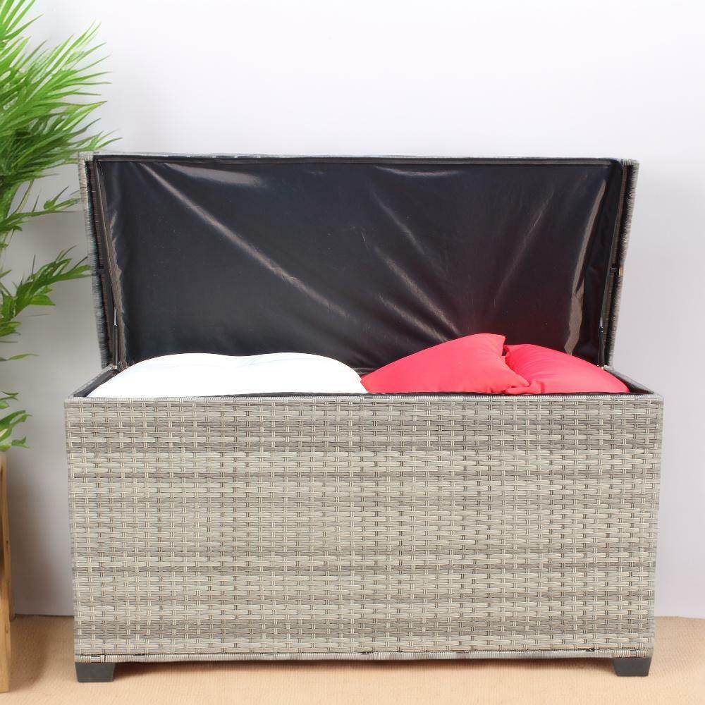 Large Grey Wicker Outdoor Patio Furniture Storage Box - Zenvia - Omega Lifestyles