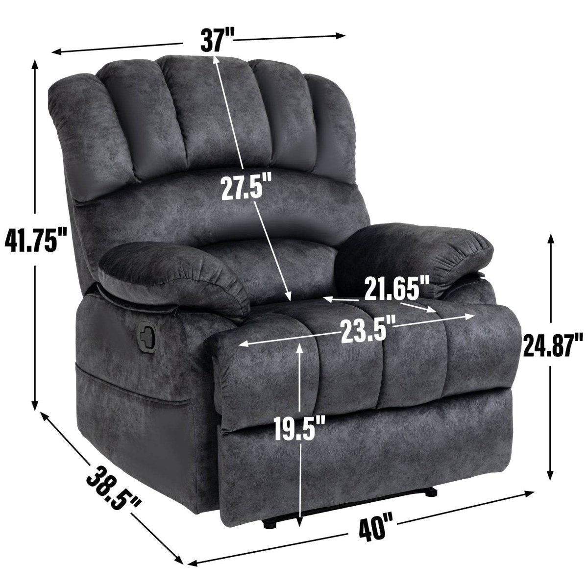 Large Manual Fabric Oversized Recliner Chair Gray - Zenvia - Omega Lifestyles