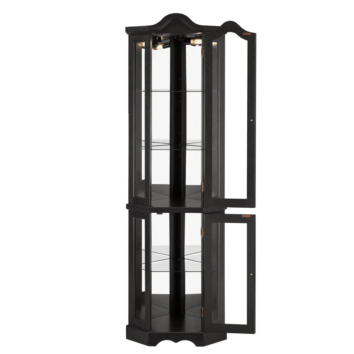 Lighted Corner Curio Cabinet With Tempered Glass Shelves - Omega Lifestyles