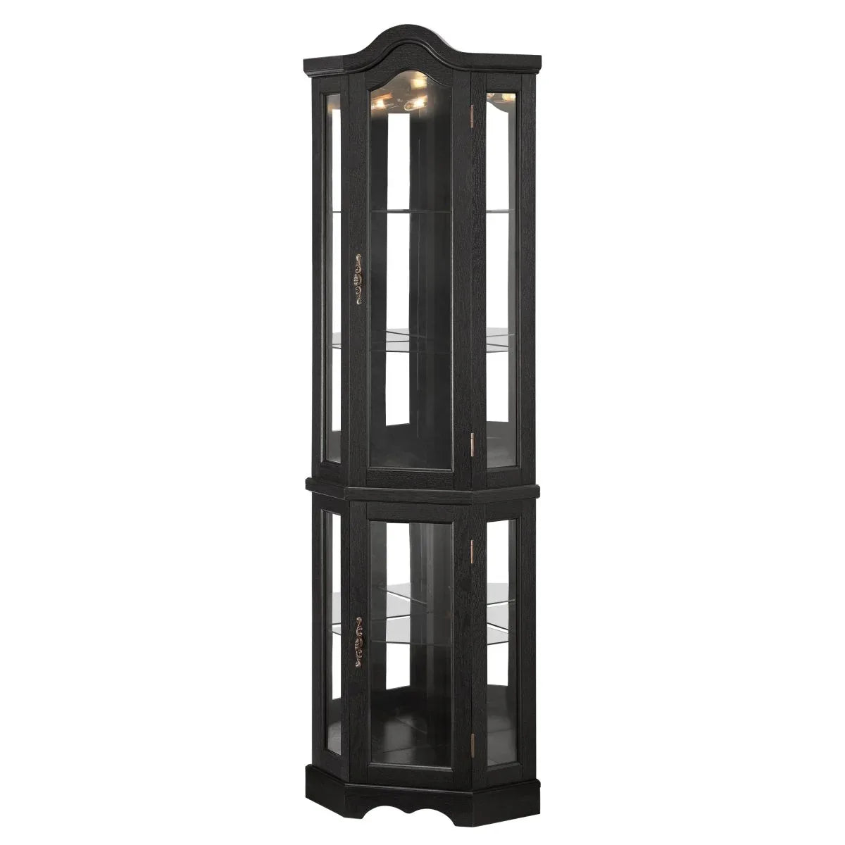 Lighted Corner Curio Cabinet With Tempered Glass Shelves - Omega Lifestyles