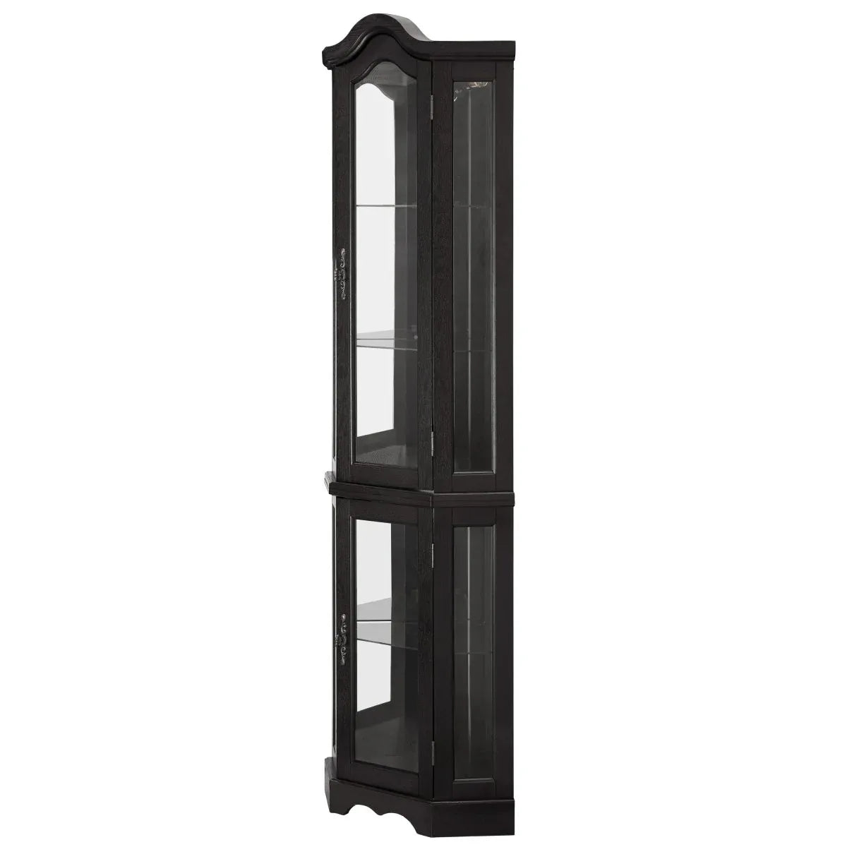 Lighted Corner Curio Cabinet With Tempered Glass Shelves - Omega Lifestyles