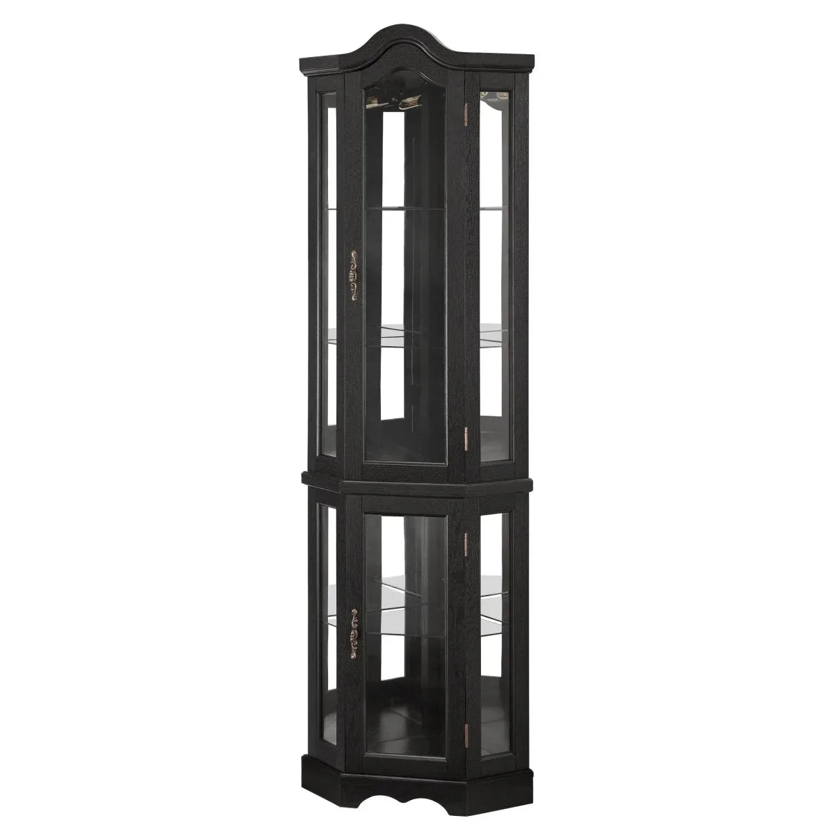 Lighted Corner Curio Cabinet With Tempered Glass Shelves - Omega Lifestyles