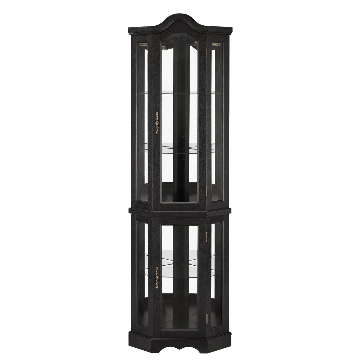 Lighted Corner Curio Cabinet With Tempered Glass Shelves - Omega Lifestyles