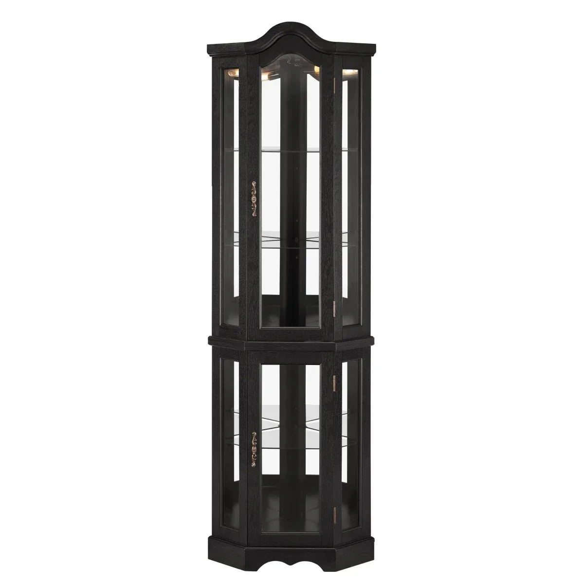 Lighted Corner Curio Cabinet With Tempered Glass Shelves - Omega Lifestyles