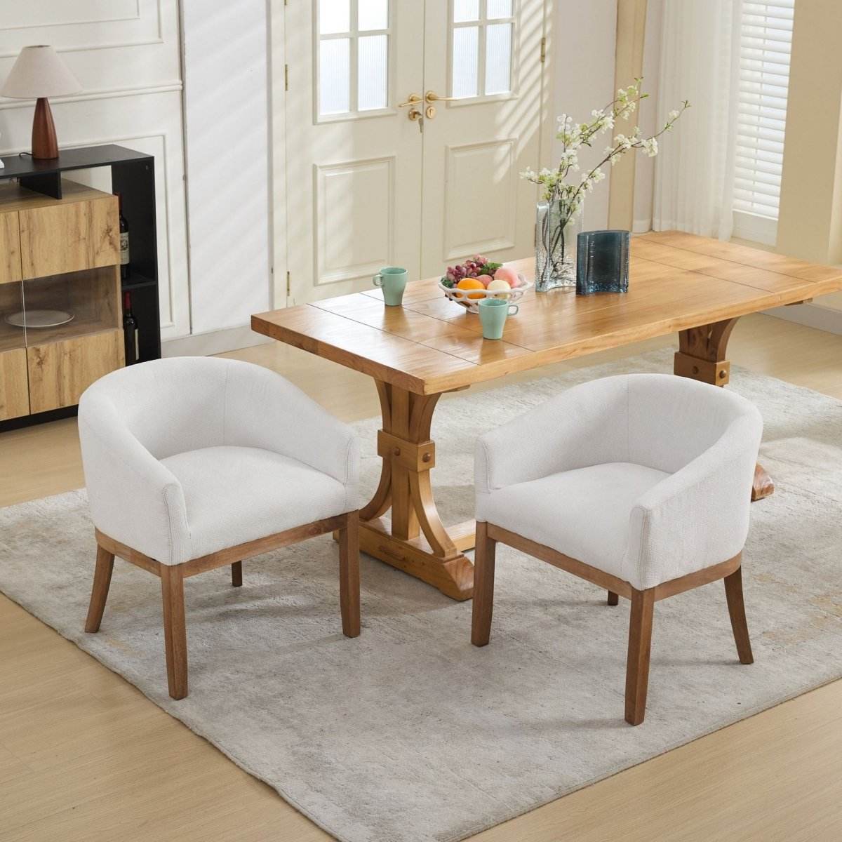 Mid Century Modern Upholstered Linen Dining Chair - Sleep Galleria