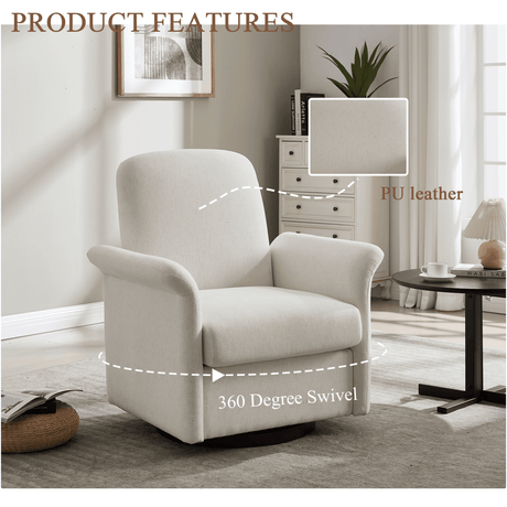 Modern 360 Degree Swivel Linen Upholstered Accent Chair - Sleep Galleria
