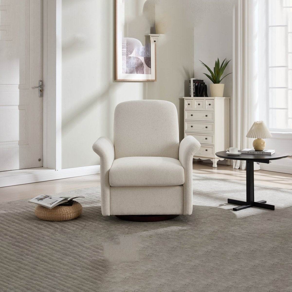 Modern 360 Degree Swivel Linen Upholstered Accent Chair - Sleep Galleria