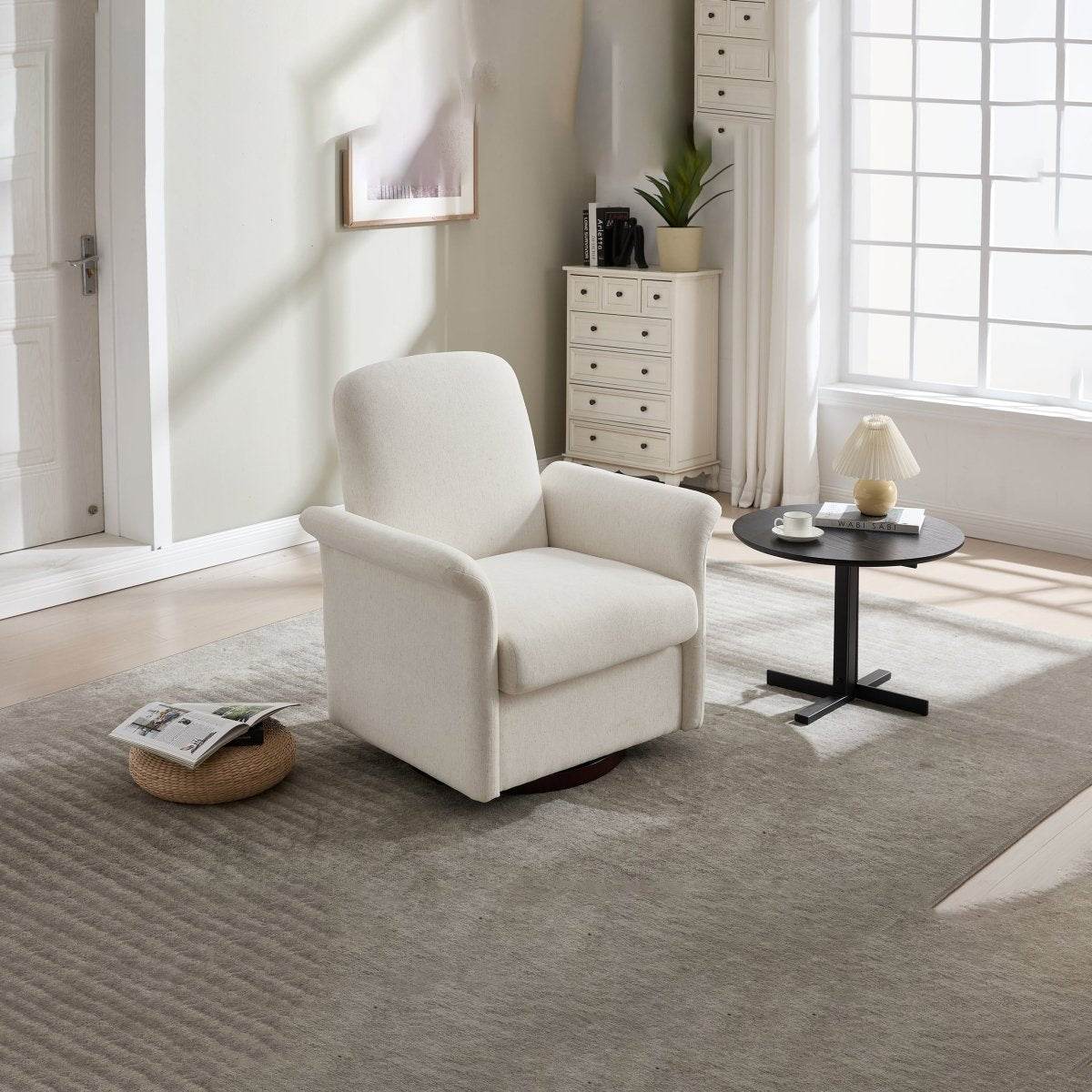 Modern 360 Degree Swivel Linen Upholstered Accent Chair - Sleep Galleria