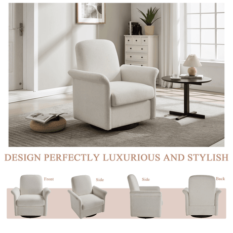 Modern 360 Degree Swivel Linen Upholstered Accent Chair - Sleep Galleria