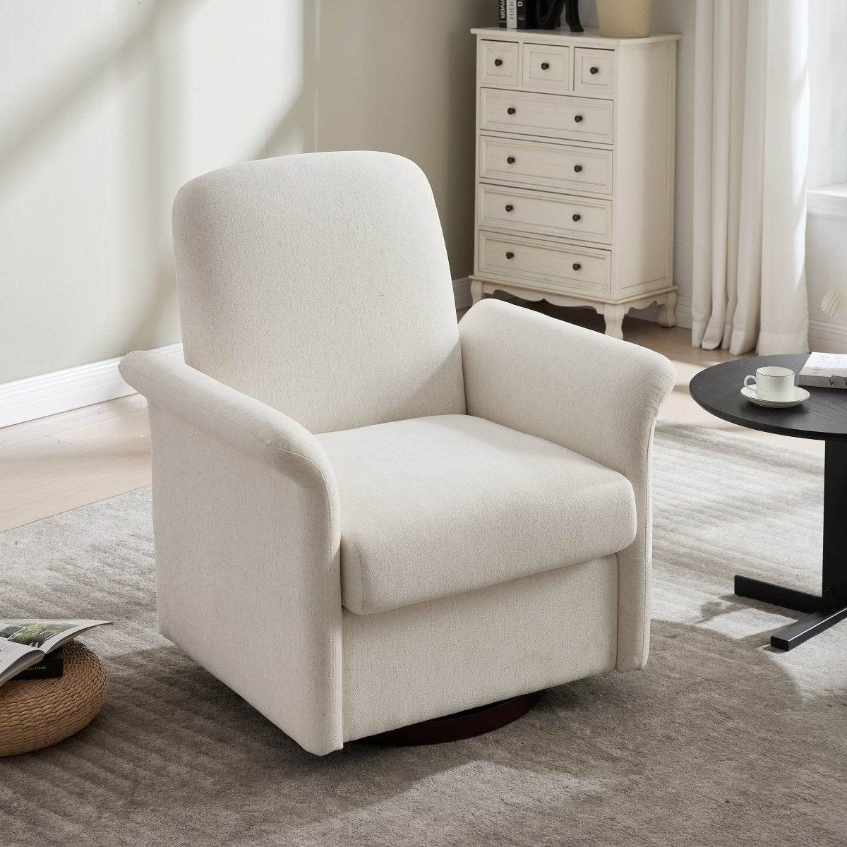 Modern 360 Degree Swivel Linen Upholstered Accent Chair - Sleep Galleria