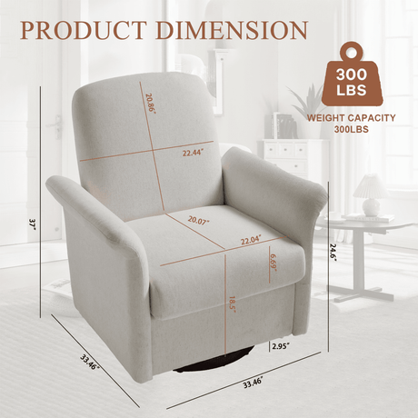 Modern 360 Degree Swivel Linen Upholstered Accent Chair - Sleep Galleria
