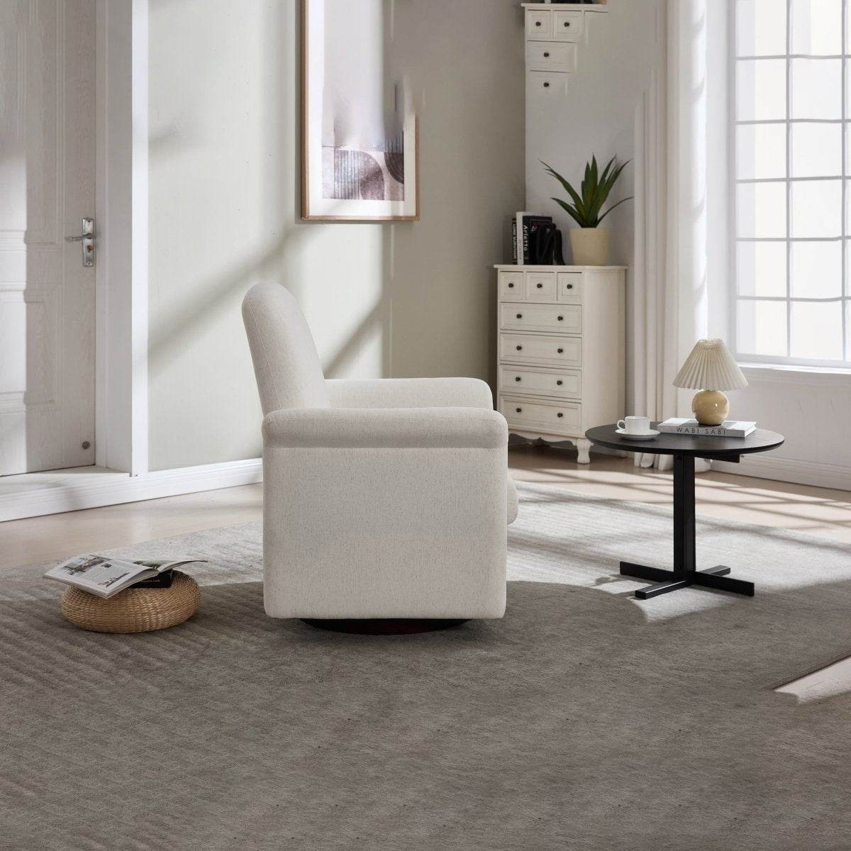 Modern 360 Degree Swivel Linen Upholstered Accent Chair - Sleep Galleria