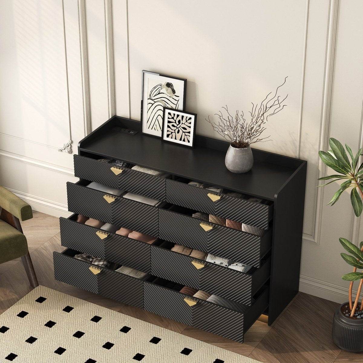 Modern 8 Drawer MDF Storage Dresser With LED - Sleep Galleria