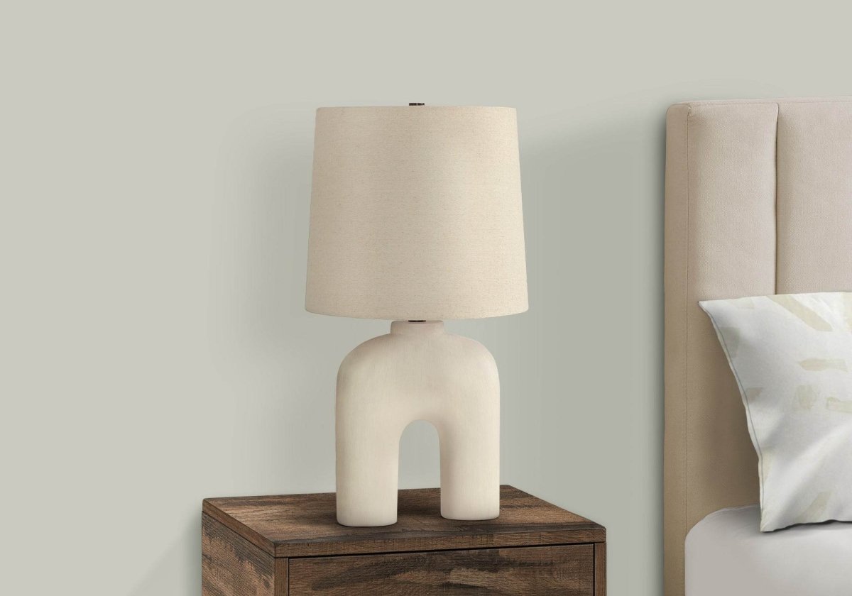 Modern Arch-Shaped Cream Resin Table Lamp - Sleep Galleria