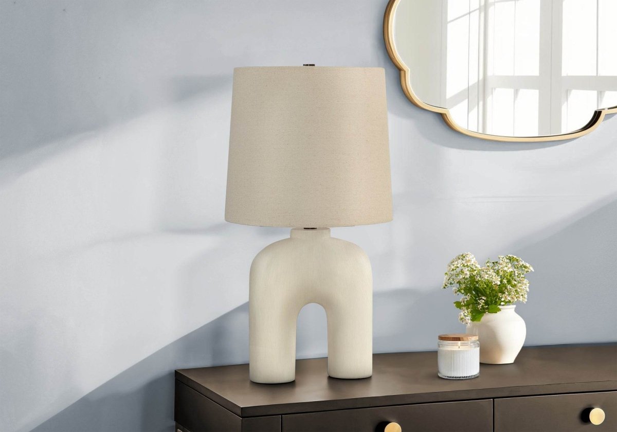 Modern Arch-Shaped Cream Resin Table Lamp - Sleep Galleria