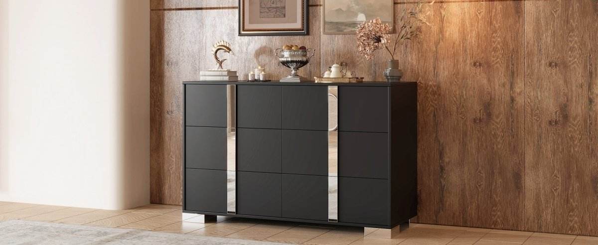 Modern Black MDF Metal 6-Drawer Storage Dresser - Sleep Galleria
