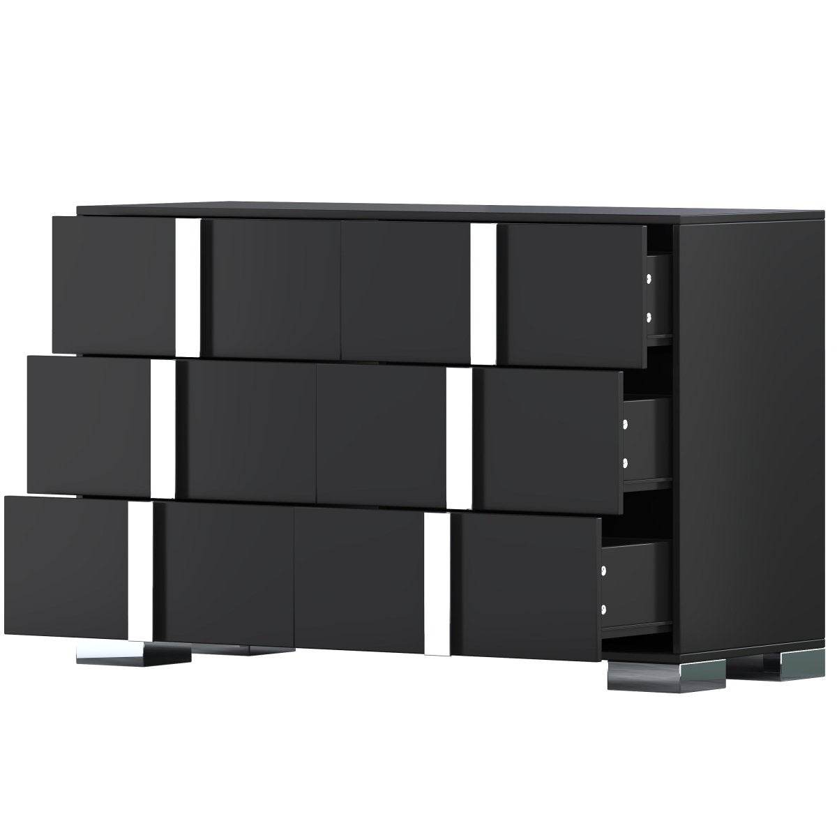 Modern Black MDF Metal 6-Drawer Storage Dresser - Sleep Galleria