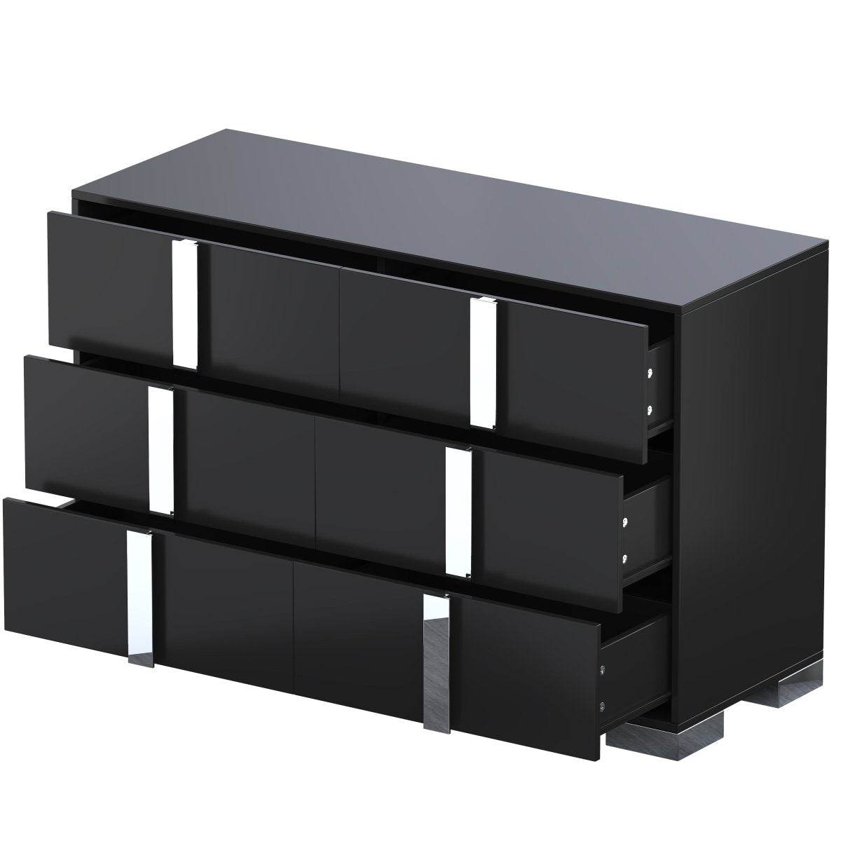 Modern Black MDF Metal 6-Drawer Storage Dresser - Sleep Galleria